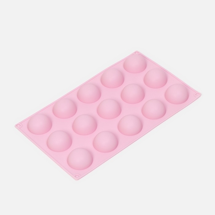 Форма для выпечки Доляна &laquo;Полусферы&raquo;, силикон, 29&times;17 см, 15 ячеек (d=4 см), цвет МИКС
