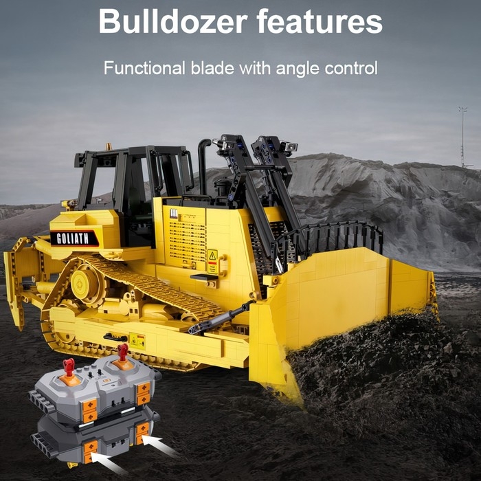 Конструктор радиоуправляемый &laquo;Строительный бульдозер&raquo;, 2826 деталей, масштаб 1:17