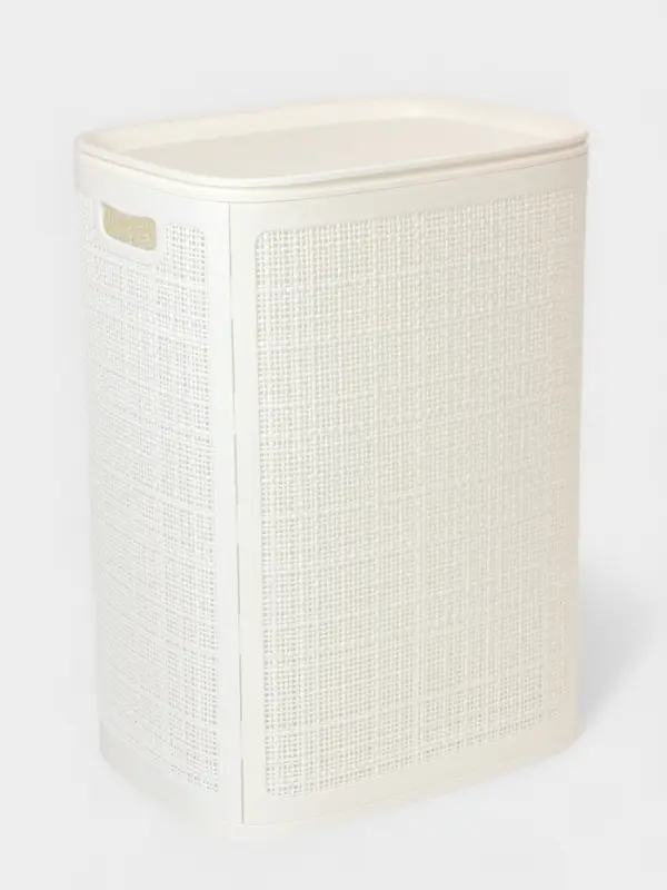 Плетёная корзина для белья с крышкой "Лён" 75л 43&times;32&times;60см, цвет белый