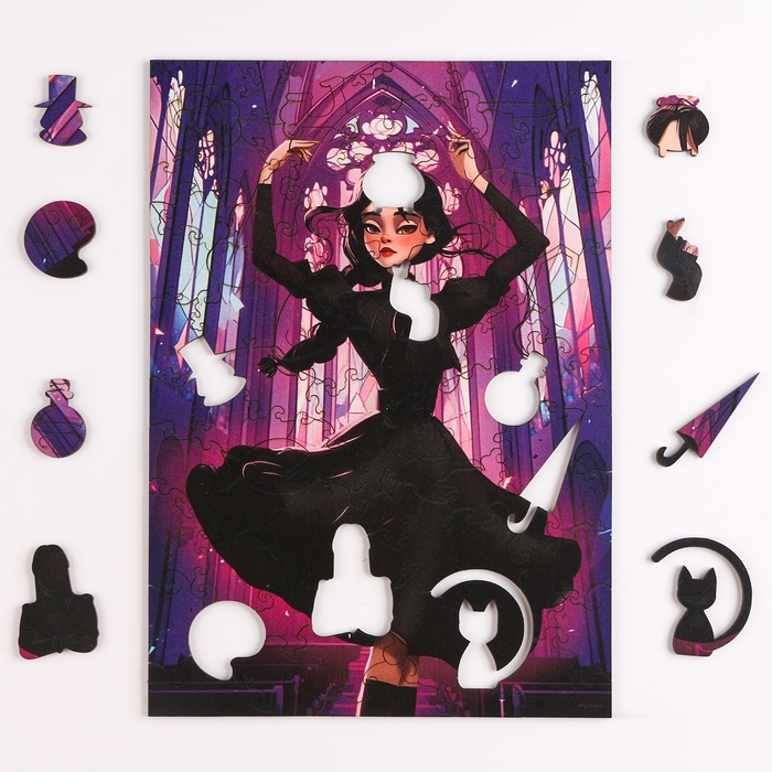 Пазл деревянный фигурный «Девочка в чёрном платье», 80 элементов Пазл деревянный фигурный «Девочка в чёрном платье», 80 элементов