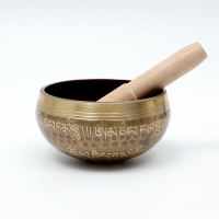 Музыкальный инструмент поющая чаша Music Life, золотистая с узорами, 9 см Музыкальный инструмент поющая чаша Music Life, золотистая с узорами, 9 см