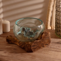 Вазон стекло на дереве "Забота" 20х25х25 см, МИКС