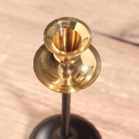 Подсвечник на 1 свечу "Да Винчи" латунь, черный с золотом 7х7х18 см Подсвечник на 1 свечу "Да Винчи" латунь, черный с золотом 7х7х18 см