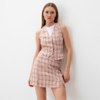 Жилет женский MINAKU: Casual Collection цвет клетка розовый, р-р 50 Жилет женский MINAKU: Casual Collection цвет клетка розовый, р-р 50
