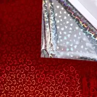 Пленка голографическая, &laquo;Сердечки&raquo;, красная, 70 см &times; 1 м