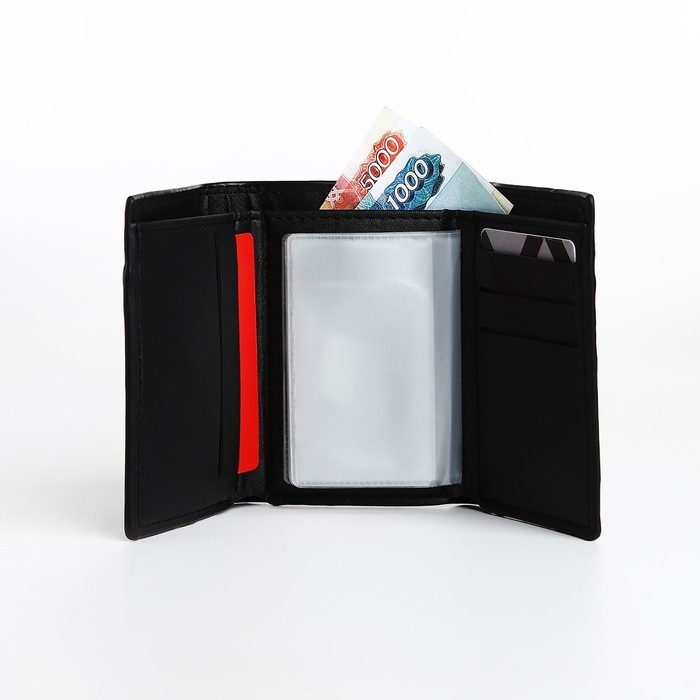 Портмоне мужское на магните, отдел для купюр, для карт, для монет, цвет чёрный Портмоне мужское на магните, отдел для купюр, для карт, для монет, цвет чёрный