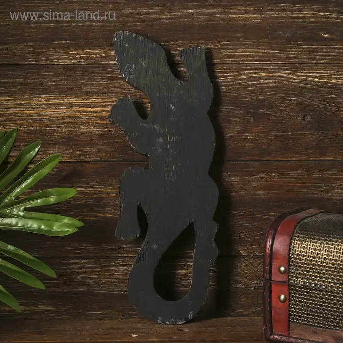 Панно настенное дерево "Геккон коричневый с орнаментом" 1х11х30 см