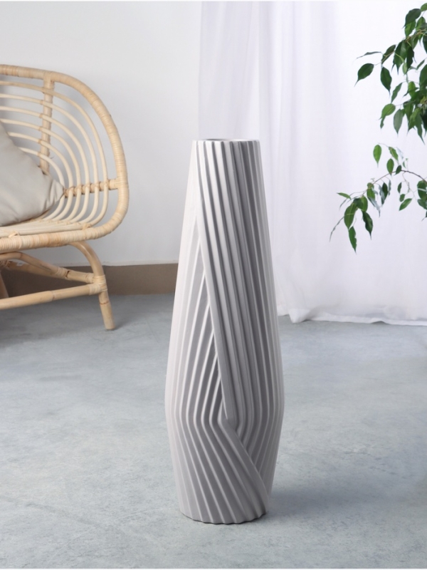 Ваза керамика напольная "Айко" 58х13 см, серый