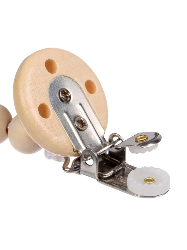 Держатель для пустышки деревянный, цвет бежевый/голубой, Mum&Baby