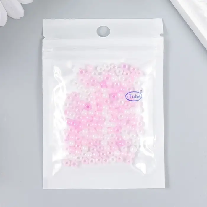 Бисер стекло 6/0 "Розовый меланж" 10 гр