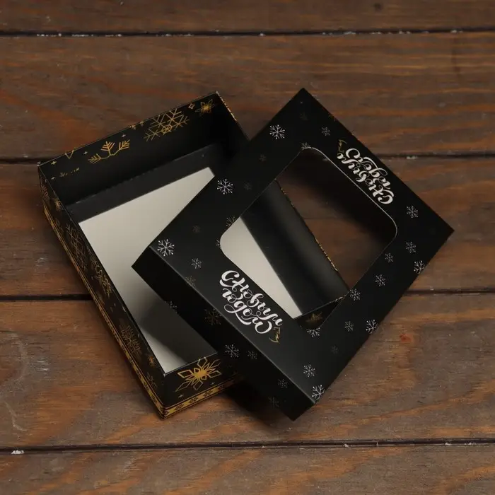 Коробка складная, крышка - дно, с окном &laquo;Новогодняя ночь&raquo; 16.5&times;12.5&times;5.2 см