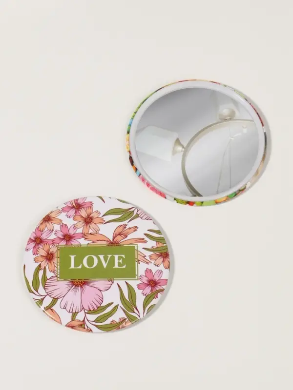 Зеркало карманное LOVE, d=7 см, белое