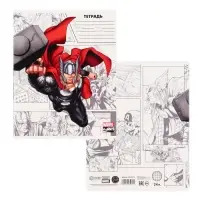 Тетрадь в клетку 24 листа, 5 видов МИКС, обложка мелованный картон, &laquo;Мстители&raquo;