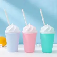 Стакан с крышкой и трубочкой &laquo;Сливки&raquo;, 400 мл, 9&times;17 см, цвет МИКС