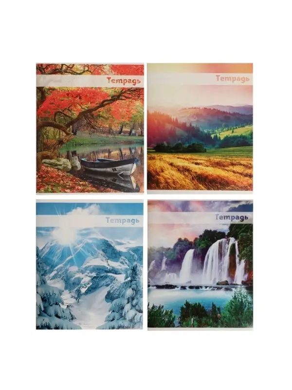 Тетрадь 48 листов в линейку Calligrata &laquo;Красоты природы&raquo;, обложка мелованная бумага, блок №2, белизна 75%, МИКС