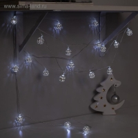 Гирлянда &laquo;Нить&raquo; 4 м с насадками &laquo;Шарик с узором&raquo;, IP20, прозрачная нить, 20 LED, свечение белое, 8 режимов, 220 В