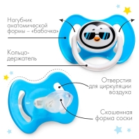 Соска - пустышка силиконовая ортодонтическая &laquo;ТРЕНД Пингвин&raquo;, от 3 мес., цвет голубой