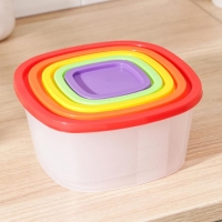 Набор пищевых контейнеров &laquo;BioFresh&raquo;, 5 шт: 0,23 л, 0,5 л, 0,9 л, 1,55 л, 2,65 л, прозрачные, крышки микс