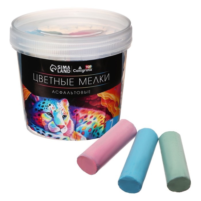 Мелки цветные для асфальта 7 штук Мелки цветные для асфальта 7 штук "Фантазия", цилиндр, Calligrata TOP, утолщенные