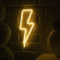 Неоновая вывеска &laquo;Молния&raquo; 13 &times; 33.5 см, батарейки ААх3 (не в комплекте), USB, свечение тёплое белое