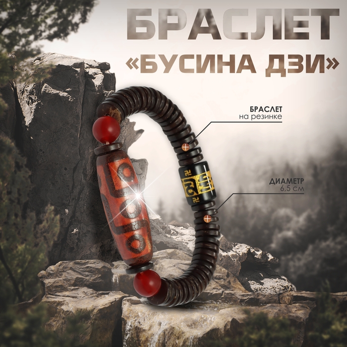 Браслет «Бусина Дзи» монетки, цвет чёрно-коричневый, d=6,5 см Браслет «Бусина Дзи» монетки, цвет чёрно-коричневый, d=6,5 см