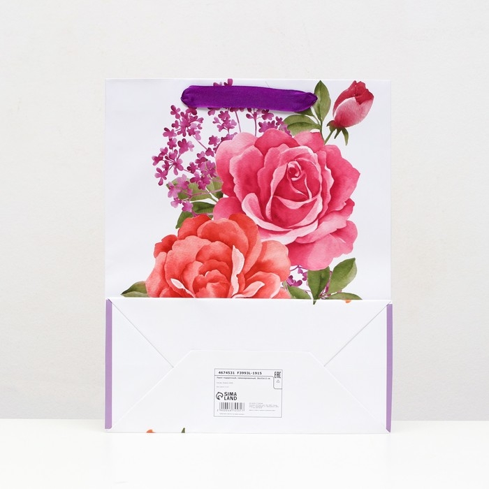 Пакет ламинированный Пакет ламинированный "Красочные пионы" 26x32x12