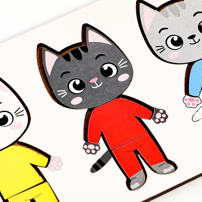 Головоломка деревянная для детей. Повтори по образцу &laquo;Котики&raquo;