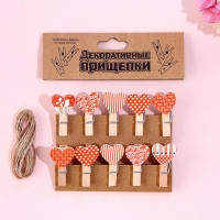 Прищепки декоративные &laquo;Сердечки&raquo; набор 10 шт.