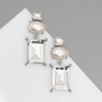 Серьги с жемчугом «Бусина» графиня, цвет белый в серебре Серьги с жемчугом «Бусина» графиня, цвет белый в серебре