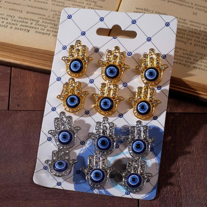 Брошь-оберег &laquo;Рука Хамса&raquo;, цвет МИКС (неделимая фасовка 12 шт., цена за шт.)