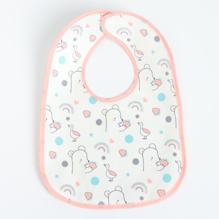 Набор детских слюнявчиков Крошка Я, 4 шт. + подарок, 29х20 см., цвет розовый, серый