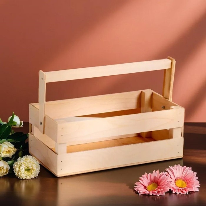 Кашпо деревянное 24.5×13.5×9 см Кашпо деревянное 24.5×13.5×9 см "Двушка Лайт", двухреечное, натуральный Дарим Красиво