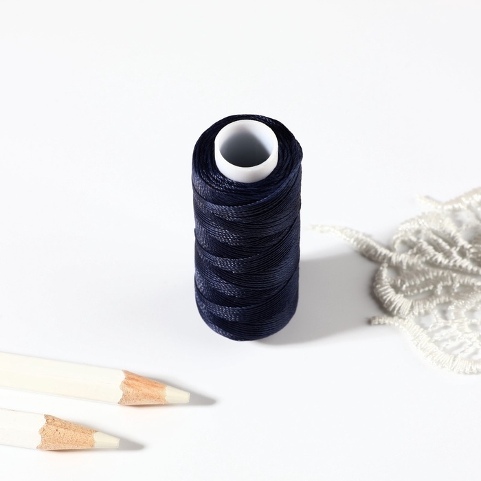Нитки вощёные, круглые, 300D/3, 0,35 мм, 60 &plusmn; 2 м, цвет тёмно-синий