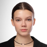 Чокер &laquo;Сердце&raquo;, цвет чёрный в серебре, L= 35 см