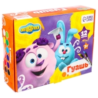 Гуашь 12 цветов по 20 мл, &laquo;Смешарики&raquo;, карамельная