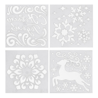 Новогодний спрей - иней &laquo;Искристые снежинки&raquo;, с трафаретами, цвет белый, на новый год