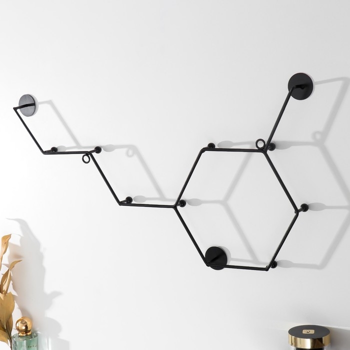 Крючки декоративные металл "Молекулы" чёрный 29,5х55 см