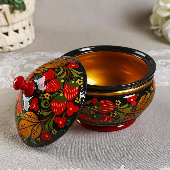 Сахарница «Ягодка», большая, 13×15 см, хохлома Сахарница «Ягодка», большая, 13×15 см, хохлома