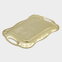 Поднос из нержавеющей стали с ручками &laquo;Изобилие. Золото&raquo;, 44,7&times;30&times;3 см, цвет золотой