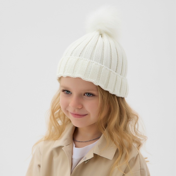 Шапка для девочки MINAKU "Блестящая", р-р 50-52, цв. экрю