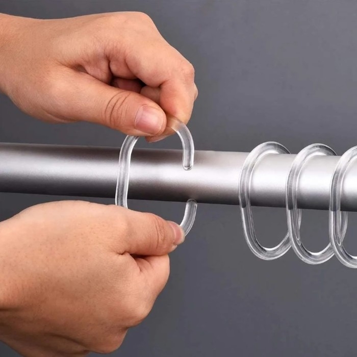 Кольца для штор Доляна, в ванную, пластик, 12 шт, 5,9&times;3,9 см, прозрачный