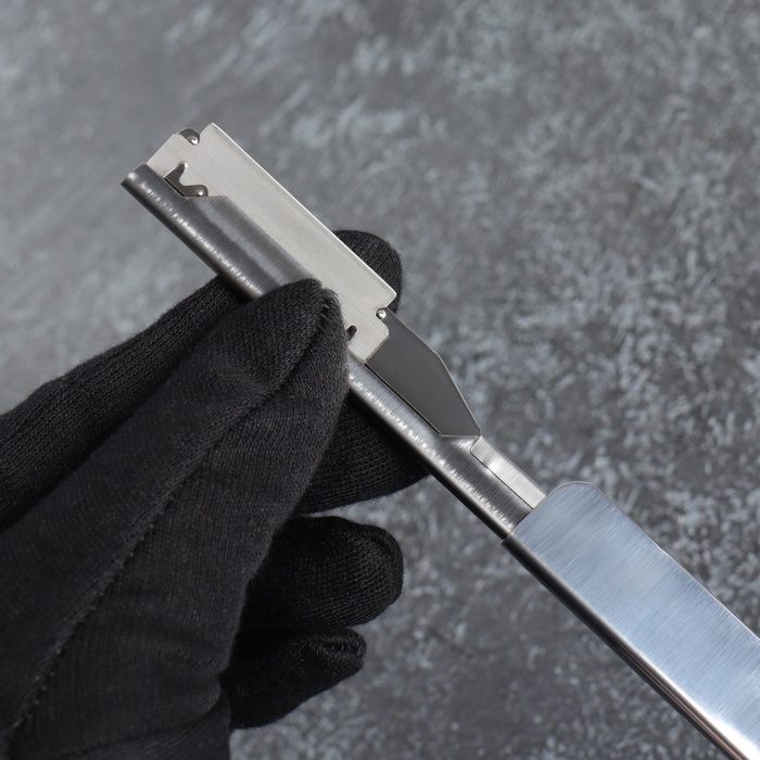 Опасная бритва, шаветт, без лезвия, 24 &times; 2,5 &times; 1,3 см, пластиковая, цвет белый/серебристый