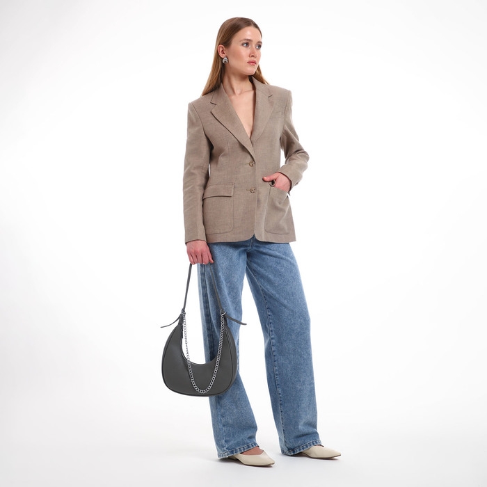 Сумка женская хобо на молнии TEXTURA, средний размер, цвет серый