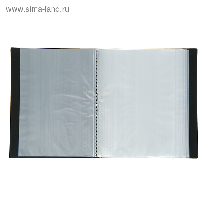 Папка с 100 вкладышами А4, 700 мкм, Calligrata, текстура "песок", чёрная