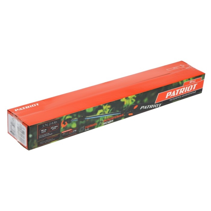 Опрыскиватель аккумуляторный PATRIOT PT-Li, 3.7 В, 2.4 Ач, 0.67 л/мин, шланг 2/8 м