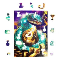 Пазлы фигурные деревянные на новый год &laquo;Змея. Сокровищница&raquo;, 148 элементов, символ года 2025