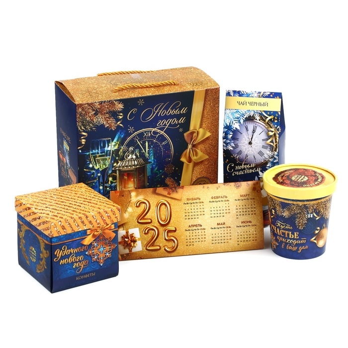 Подарочный набор &laquo;С Новым годом&raquo;: чай 50 г., конфеты 110 г., печенье брауни 120 г.