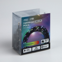 Гирлянда &laquo;Нить&raquo; 20 м роса, IP20, чёрная нить, 200 LED, свечение мульти, 12 В