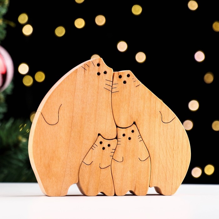 Сувенир-пазл Сувенир-пазл "Семья пузатых котов", 4 шт ,14х11 см