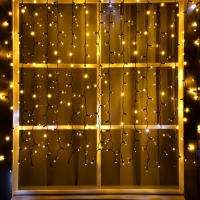 Гирлянда &laquo;Занавес&raquo; 2 &times; 1.5 м, IP65, УМС, тёмная нить, 360 LED, свечение тёплое белое, мерцание белым, 220 В